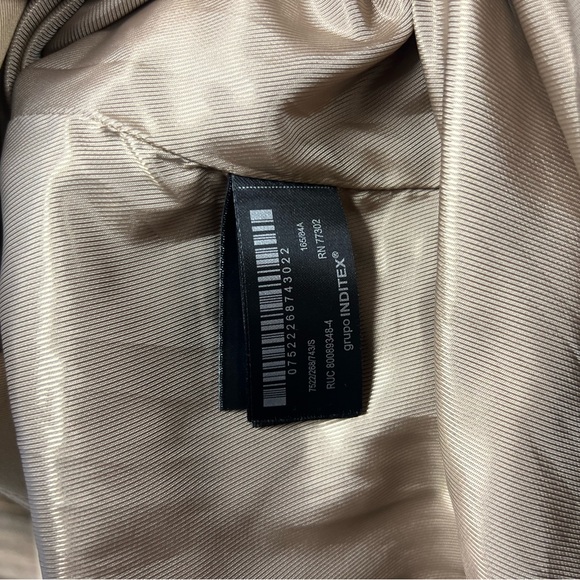 Zara Water Repellent Double-Breasted Trench Coat ZW Collection Camel Size S NWT - Picture 12 of 12